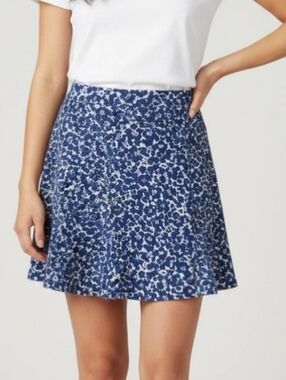 Marine Layer Womens Mini Skirt Sz 0 Soft & Flowy Back Zip Closure White Blue